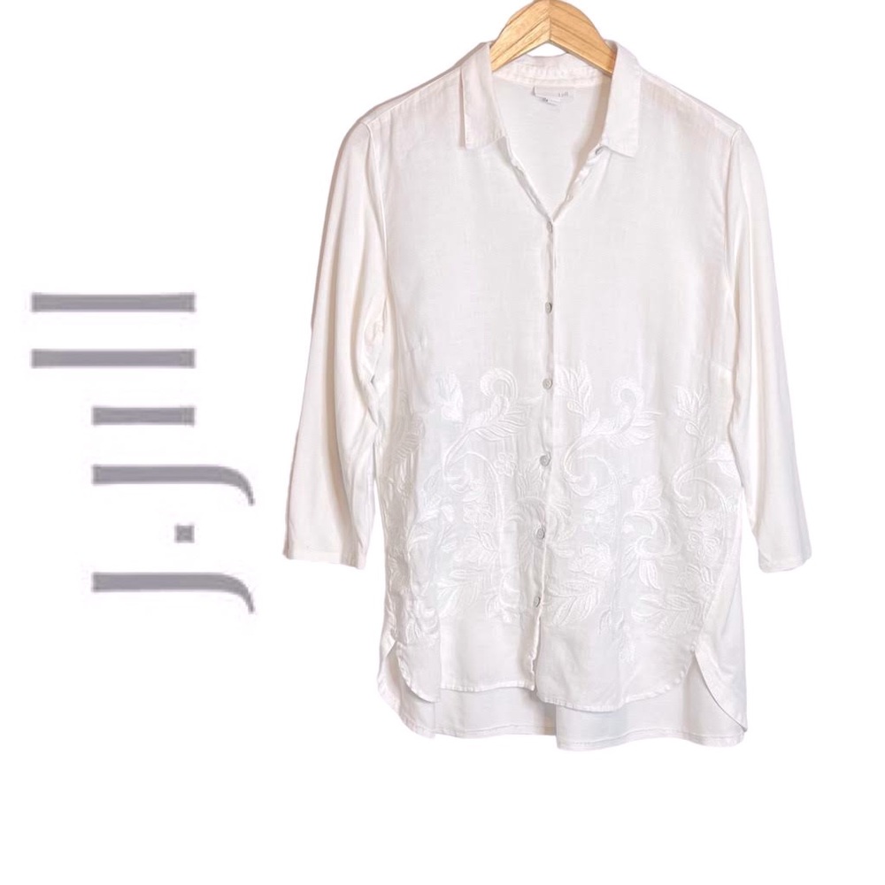 J. Jill Linen Blend Embroidered Top